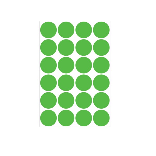 1" Color Coding Dots Green Flr - Sheet Form